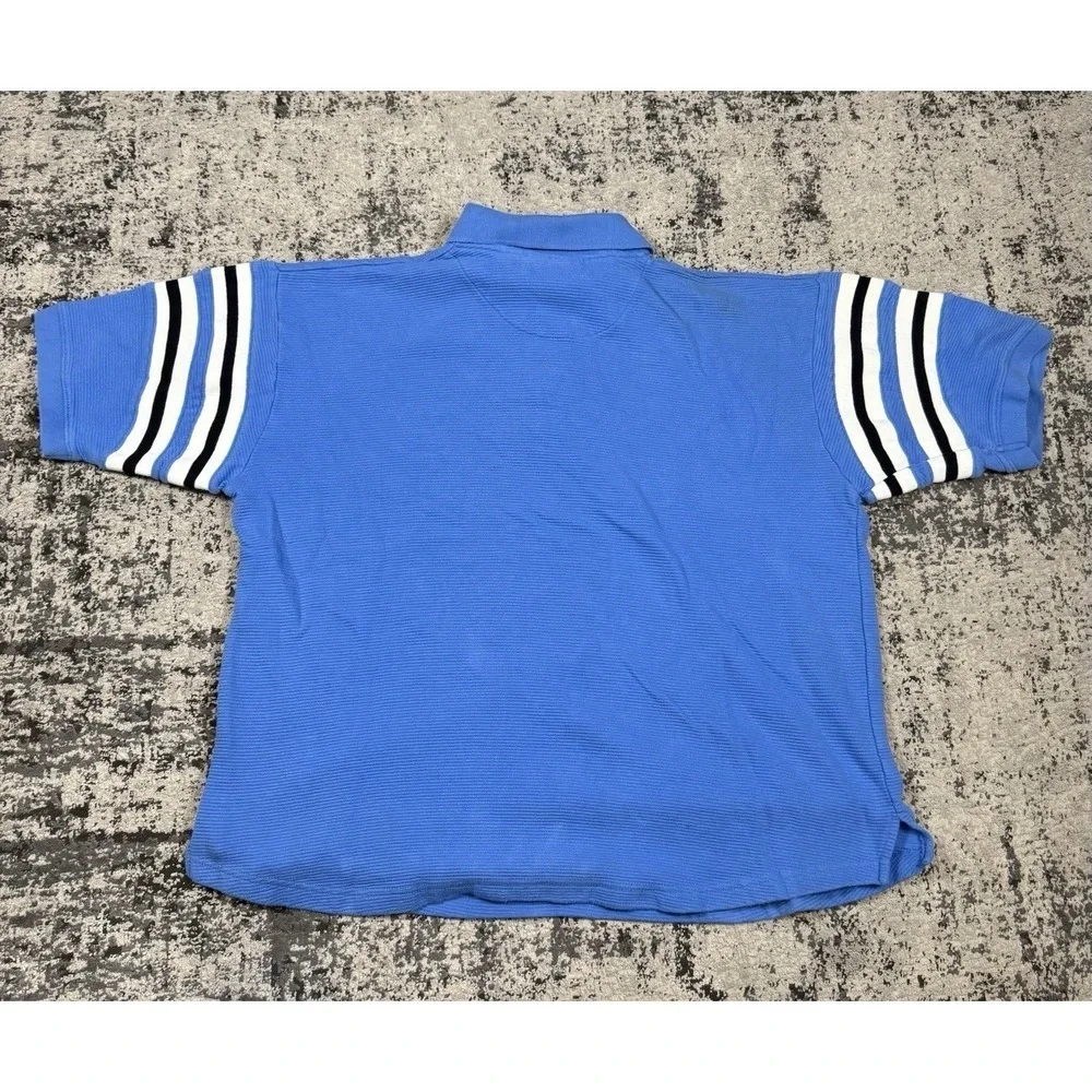 Vintage UNC Tar Heels Polo Mens Large Carolina Blue Striped Sleeve
